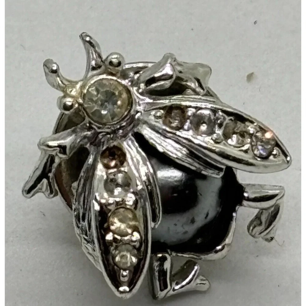 Vintage Insect Pin Rhinestone Wings Tiny Figural Brooch Stocking Stuffer